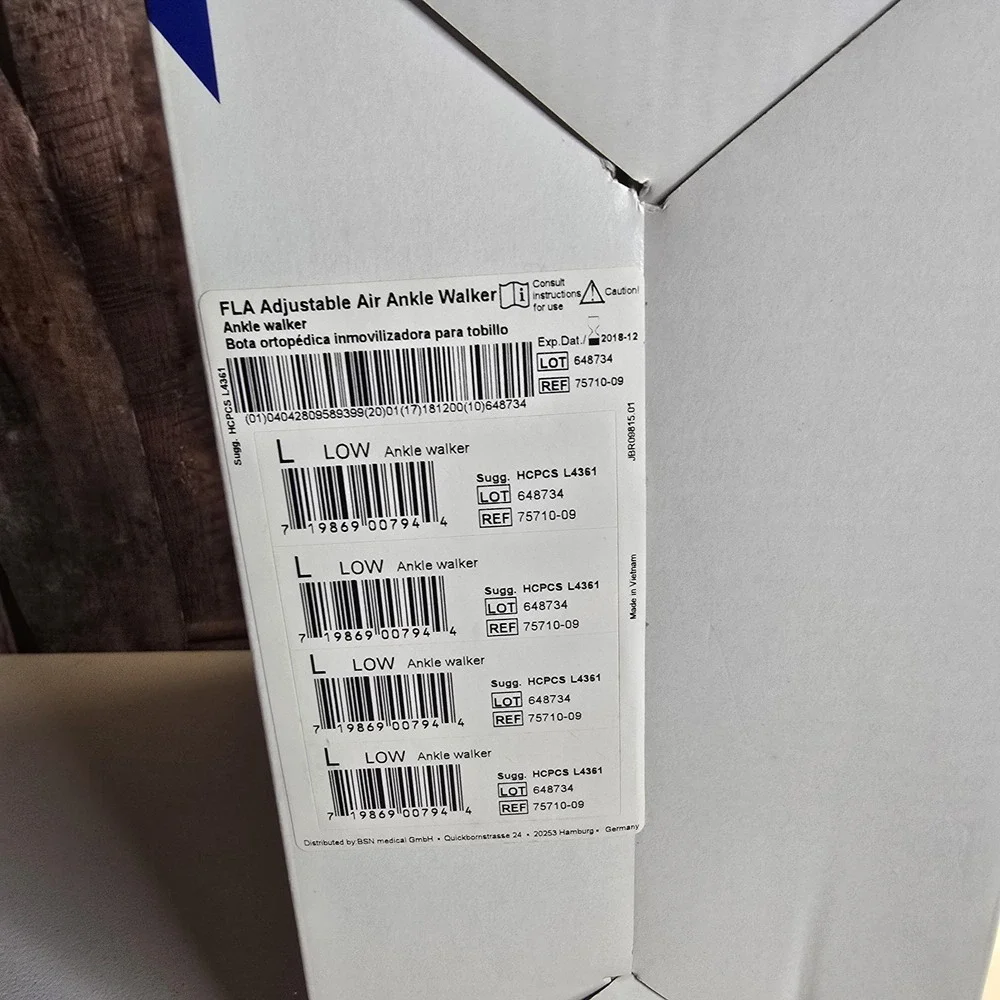 FLA Adjustable Air Ankle Walker Boot Low Large M 10.5-12.5‎ W 11.5-13.5 & Sock